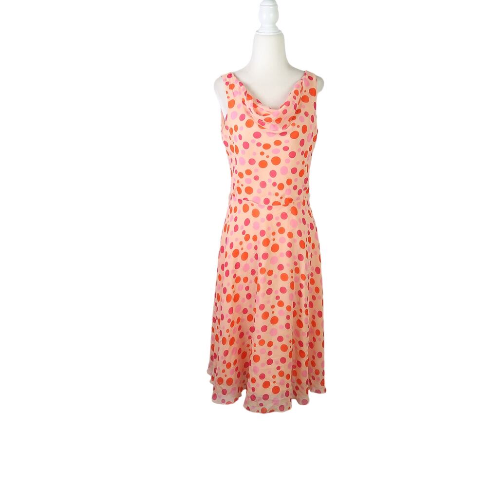 Vintage Y2K Spenser Jeremy peach pink polka dot silk midi dress 4